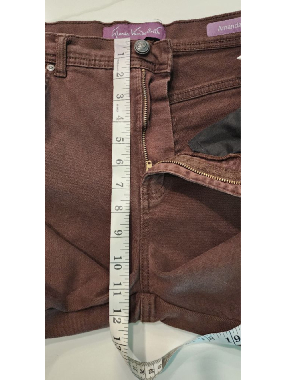 Gloria Vanderbilt Amanda Brown Stretch Jeans Pants Size 10 Womens Straight Leg - Picture 11 of 12